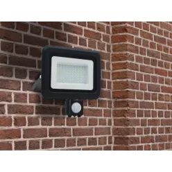   LED reflektor érzékelővel 50W, 4000 lm, 4000K semleges fehér, IP44, fekete, 185x188x51 mm - LF0024S