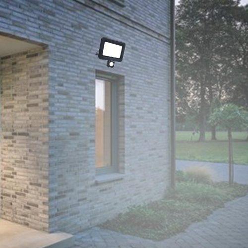 LED reflektor érzékelővel 50W, 4000 lm, 4000K semleges fehér, IP44, fekete, 185x188x51 mm - LF0024S