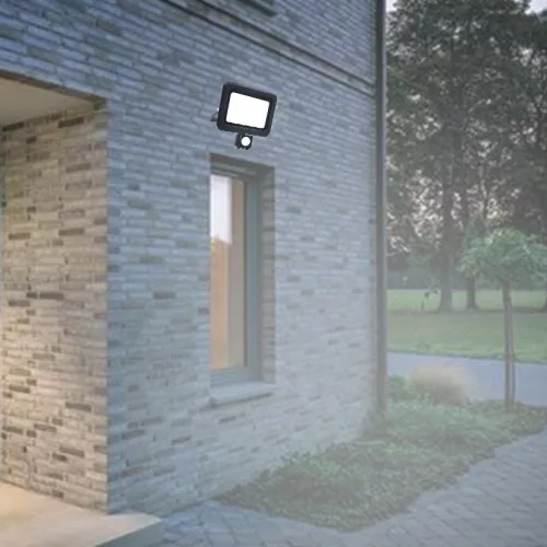 LED reflektor érzékelővel 50W, 4000 lm, 4000K semleges fehér, IP44, fekete, 185x188x51 mm - LF0024S