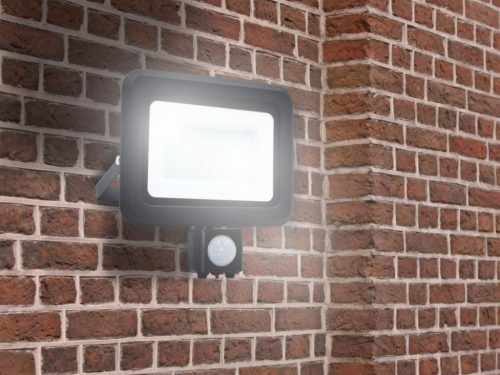 LED reflektor érzékelővel 50W, 4000 lm, 4000K semleges fehér, IP44, fekete, 185x188x51 mm - LF0024S