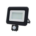 LED reflektor érzékelővel 50W, 4000 lm, 4000K semleges fehér, IP44, fekete, 185x188x51 mm - LF0024S