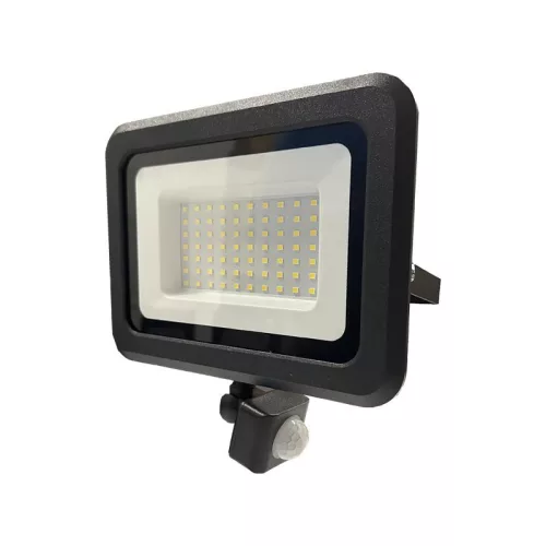 LED reflektor érzékelővel 50W, 4000 lm, 4000K semleges fehér, IP44, fekete, 185x188x51 mm - LF0024S