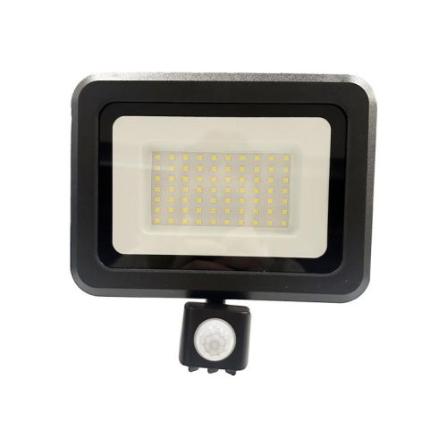 LED reflektor érzékelővel 50W, 4000 lm, 4000K semleges fehér, IP44, fekete, 185x188x51 mm - LF0024S