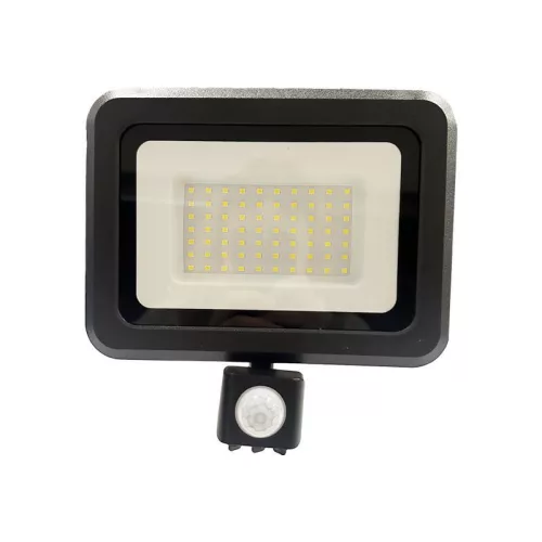 LED reflektor érzékelővel 50W, 4000 lm, 4000K semleges fehér, IP44, fekete, 185x188x51 mm - LF0024S