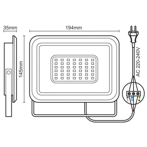 LED reflektor 50W 4000Lm 4000K IP65 alumínium - LF0024