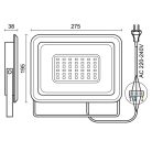 LED reflektor 100W, 8000 lm, 4000K semleges fehér, IP65, fekete, 195x38x275 mm - LF0025