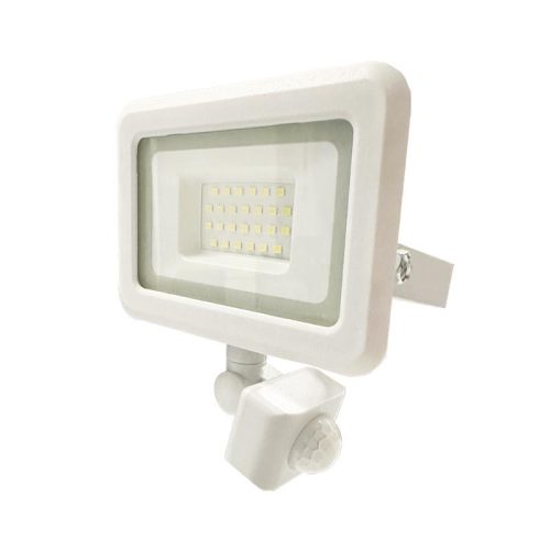 LED reflektor érzékelővel 20W, 1600 lm, 4000K semleges fehér, IP44, fehér, 128x149x41 mm - LF0122S