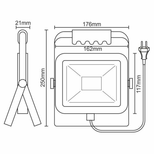 LED kültéri reflektor 20W, 1800Lm, 4000K, IP44, fekete - LF2022H