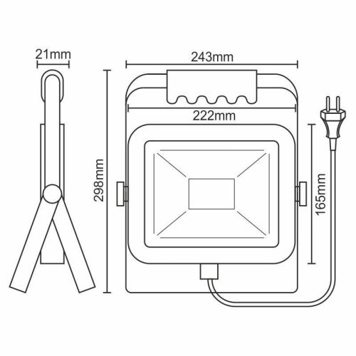 LED Reflektor 50W 4500lm Természetes fehér 4000K Fekete VDE IP44 - LF2024H