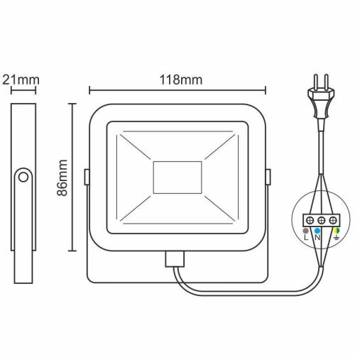 LED reflektor 10W, IP65, 900 lm, 4000K semleges fehér, fehér színű - LF2121