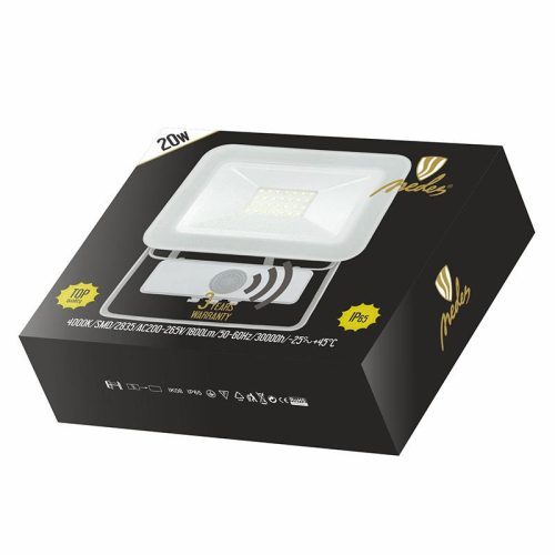 LED kültéri reflektor 20W, 1800Lm, 4000K, IP65, mozgásérzékelővel, fehér - LF2122S