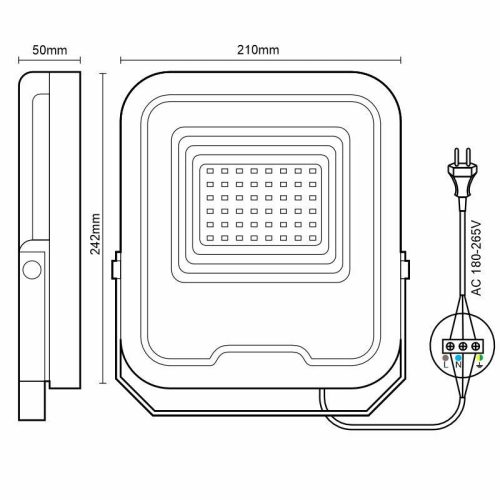 LED Reflektor 50W 210x242x50mm 5000K IP65 LF6024