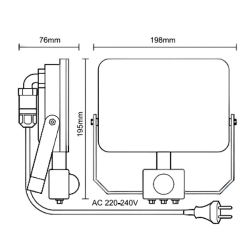 LED Reflektor mozgásérzékelővel 50W 4000K IP44 198x195x76mm - LF7024S