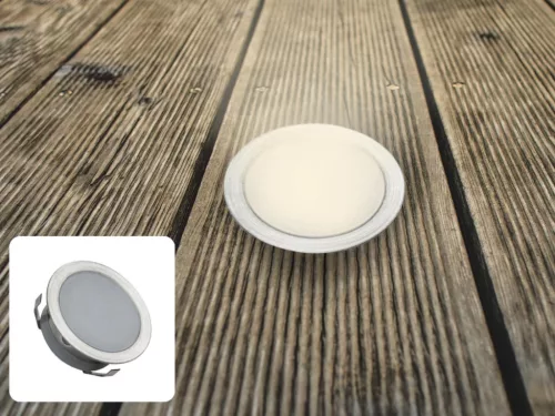 LED padlóvilágítás 0,6W DC12V, 6 lm, IP67, meleg fehér, fém, Ø30x13,5mm - LFL111