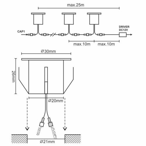 LED padlóvilágítás 0,6W / IP67 FL103 / 4000K - LFL122
