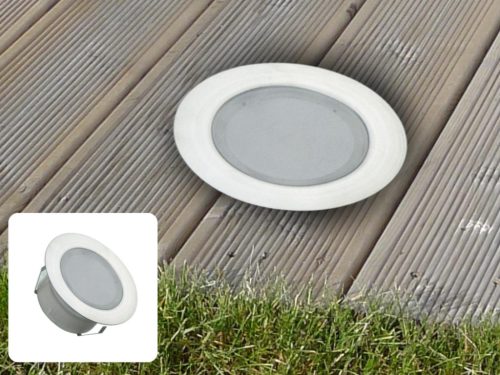 LED padlóvilágítás 1,5W DC12V, 110 lm, IP67, természetes fehér, fém, Ø60x26mm - LFL124