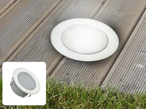 LED padlóvilágítás 1,5W DC12V, 110 lm, IP67, természetes fehér, fém, Ø60x26mm - LFL124
