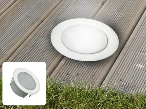 LED padlóvilágítás 1,5W DC12V, 110 lm, IP67, természetes fehér, fém, Ø60x26mm - LFL124