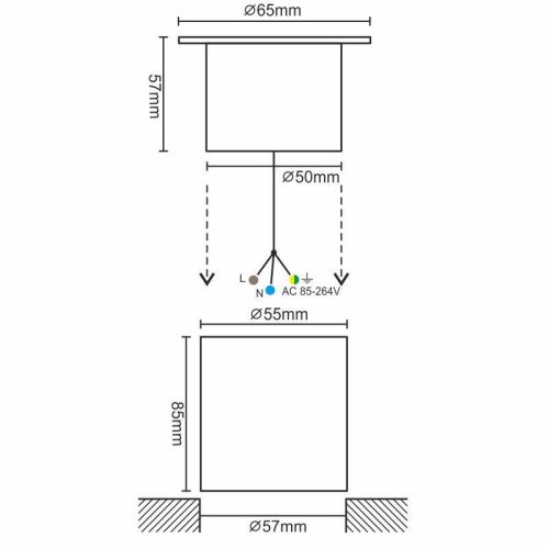 LED padlóvilágítás 4W, 210 lm, 2800K meleg fehér, IP67, Ø65x57 mm - LGL514