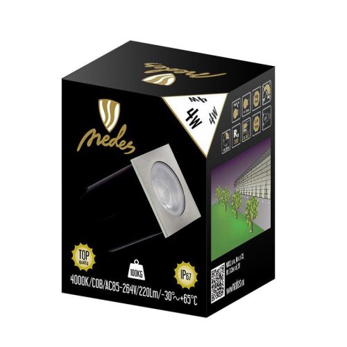 LED padlólámpa 4W, DC12V, IP67, 4000K természetes fehér, 30° sugárzás, 100kg terhelhetőség - LGL524S