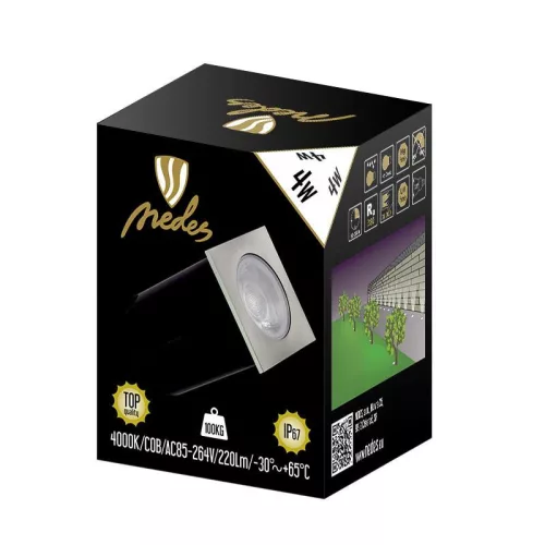 LED padlólámpa 4W, DC12V, IP67, 4000K természetes fehér, 30° sugárzás, 100kg terhelhetőség - LGL524S