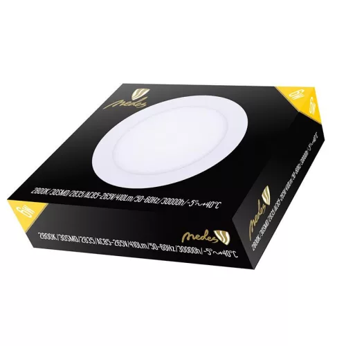 Beépíthető kör alakú LED panel 6W, 410 lm, 2800K meleg fehér, IP20, Ø120x19 mm - LPL111