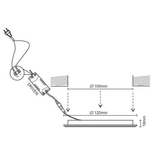 Beépíthető kör alakú LED panel 6W, 410 lm, 2800K meleg fehér, IP20, Ø120x19 mm - LPL111