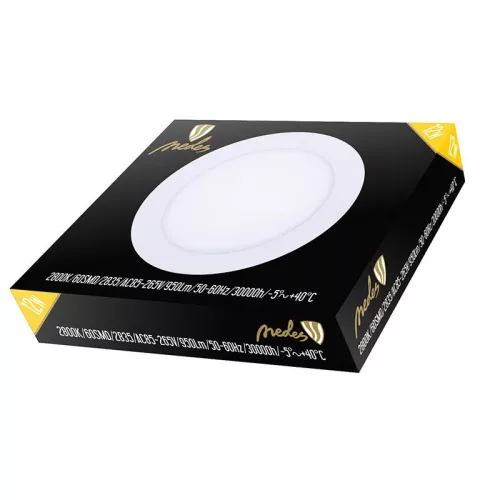 Beépíthető kör alakú LED panel 12W, 950 lm, 2800K meleg fehér, IP20, Ø168x19 mm - LPL113