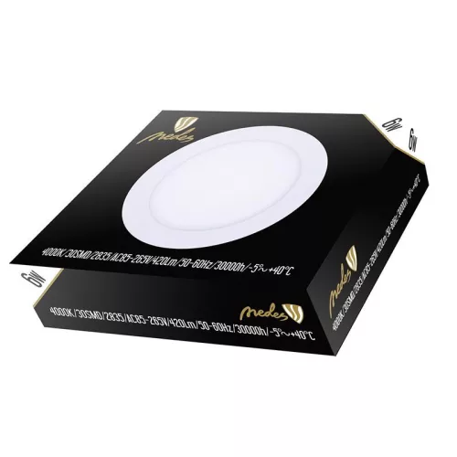 LED beépíthető panel 6W, 420Lm, 4000K, Ø120x19mm, IP20 - LPL121