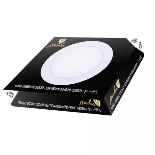 Beépíthető kör alakú LED panel 12W, 960 lm, 4000K természetes fehér, IP20, Ø168x19 mm - LPL123