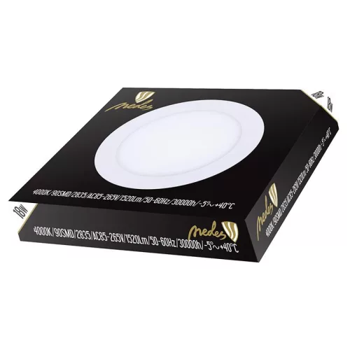 Beépíthető kör alakú LED panel 18W, 1520 lm, 4000K természetes fehér, IP20, Ø225x19 mm - LPL124