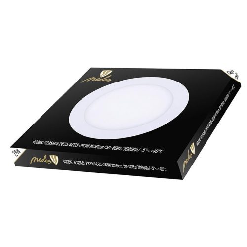 Beépíthető kör alakú LED panel 24W, 1850 lm, 4000K természetes fehér, IP20, Ø300x19 mm - LPL125