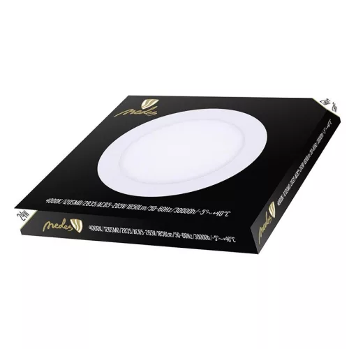 Beépíthető kör alakú LED panel 24W, 1850 lm, 4000K természetes fehér, IP20, Ø300x19 mm - LPL125
