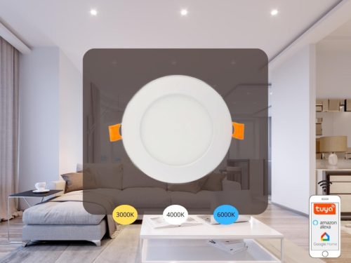 LED beépíthető panel 6W, 420 lm, 3000K-6500K, opál búra, AL anyag, WLAN+BT - LPL131W