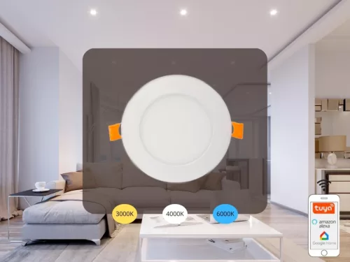 LED beépíthető panel 6W, 420 lm, 3000K-6500K, opál búra, AL anyag, WLAN+BT - LPL131W