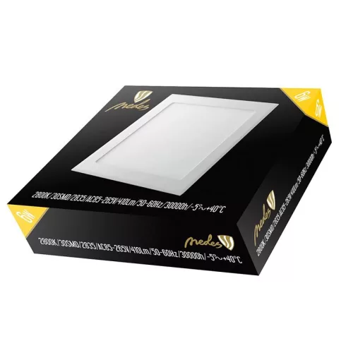 Beépíthető négyzet alakú LED panel 6W, 410 lm, 2800K meleg fehér, IP20, 120x120x19 mm - LPL211