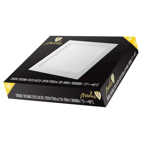 Beépíthető négyzet alakú LED panel 18W, 1510 lm, 2800K meleg fehér, IP20, 225x225x19 mm - LPL214