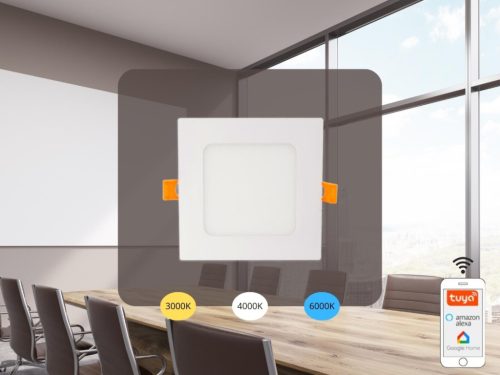 LED beépíthető panel 6W, 590 lm, 3000K-6500K, opál búra, AL anyag, WLAN+BT - LPL231W