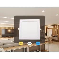   LED beépített panel 18W, 1520 lm, 3000K–6000K, IP20, opál búra, fehér alu – LPL234