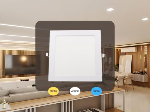 LED beépített panel 18W, 1520 lm, 3000K–6000K, IP20, opál búra, fehér alu – LPL234