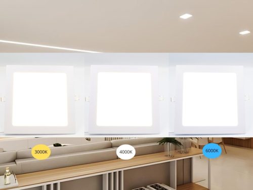 LED beépített panel 18W, 1520 lm, 3000K–6000K, IP20, opál búra, fehér alu – LPL234