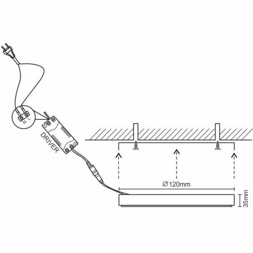 LED felületi panel 6W, Ø120x35mm, IP20, 4000K LPL321