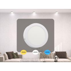   LED felületi panel 12W, 960 lm, 3000K–6000K, IP20, opál búra, fehér alu – LPL333