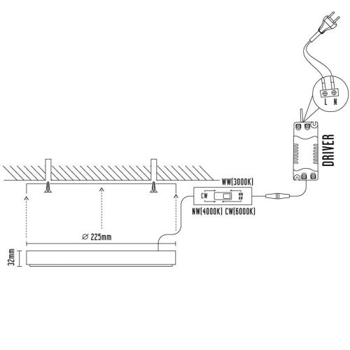LED felületi panel 18W, 1520 lm, 3000K–6000K, IP20, opál búra, fehér alu – LPL334