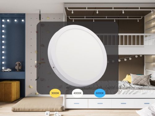 LED felületi panel 24W, 1850 lm, 3000K–6000K, IP20, opál búra, fehér alu – LPL335