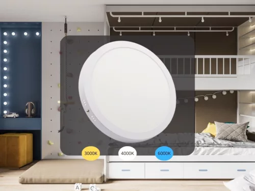 LED felületi panel 24W, 1850 lm, 3000K–6000K, IP20, opál búra, fehér alu – LPL335