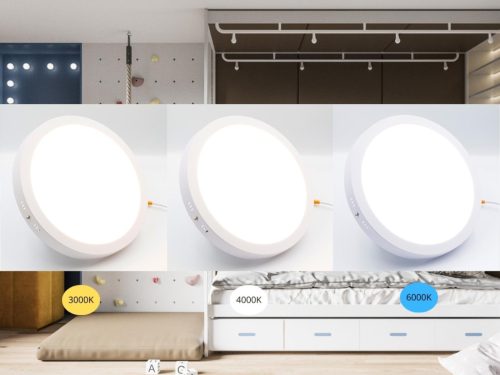 LED felületi panel 24W, 1850 lm, 3000K–6000K, IP20, opál búra, fehér alu – LPL335