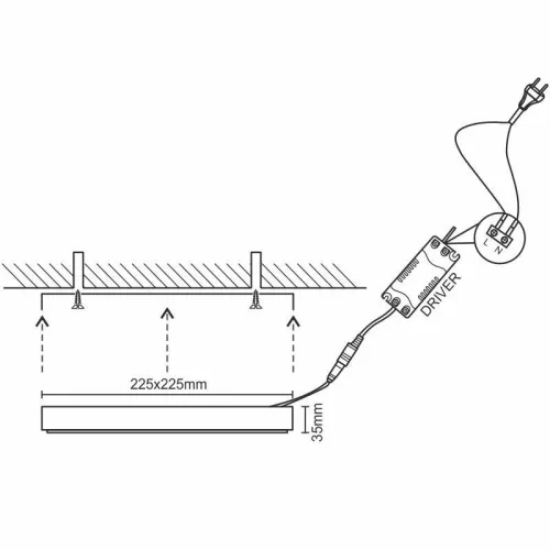 LED panel 18W, 4000K természetes fehér, 225x225x35 mm, IP20 - LPL424