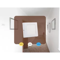   LED felületi panel 6W, 420 lm, 3000K–6000K, IP20, opál búra, fehér alu – LPL431