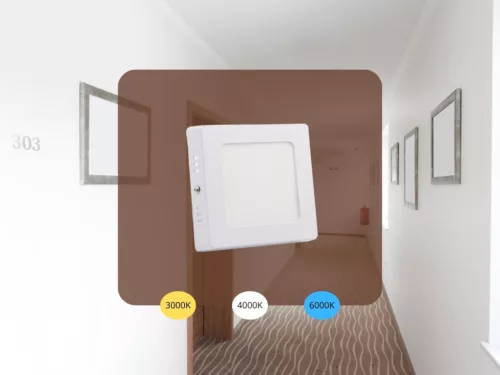 LED felületi panel 6W, 420 lm, 3000K–6000K, IP20, opál búra, fehér alu – LPL431